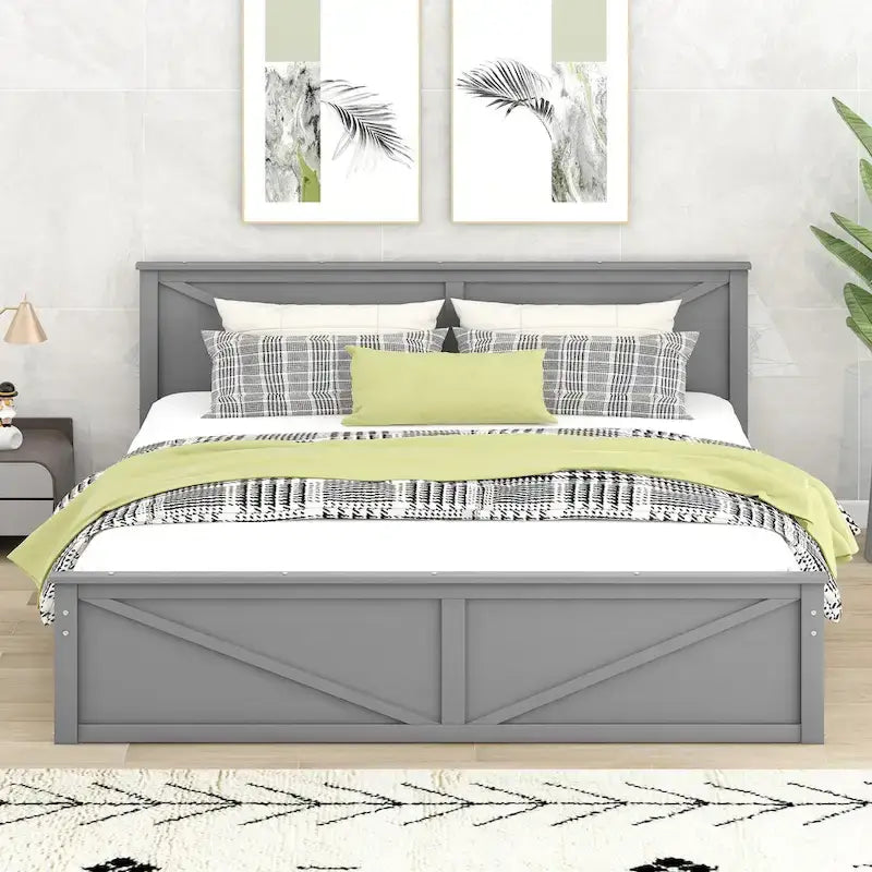 Wooden Platform Bed with 4 Storage Drawers and Support Legs