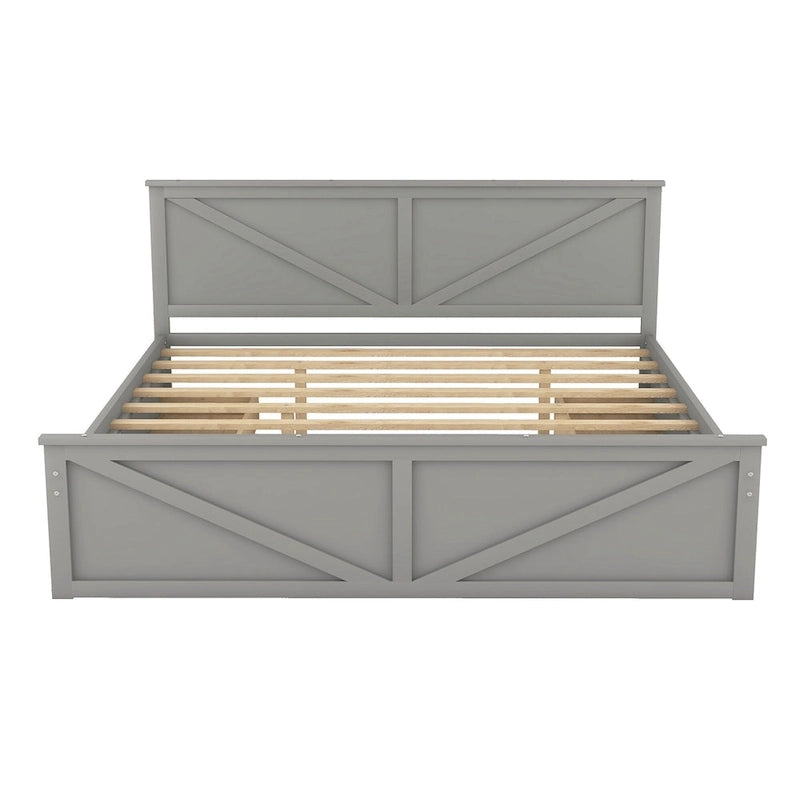 Wooden Platform Bed with 4 Storage Drawers and Support Legs