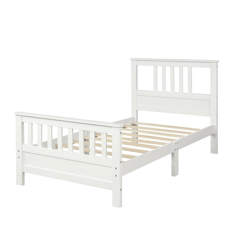 Wood Platform Bed with Headboard & Footboard, No Box Spring Needed