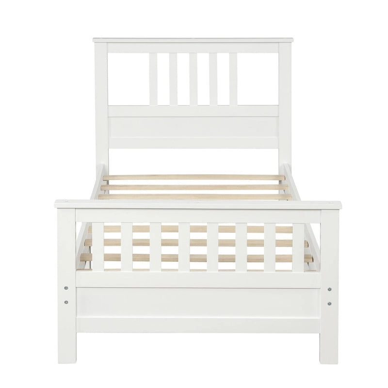 Wood Platform Bed with Headboard & Footboard, No Box Spring Needed