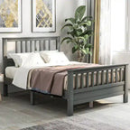 Wood Platform Bed with Headboard & Footboard, No Box Spring Needed