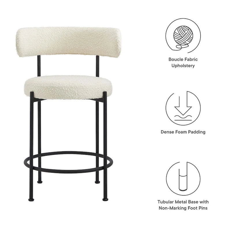 Albie Boucle Fabric Counter Stools - Set of 2