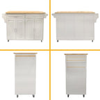 Rolling Kitchen Island Cart with Solid Wood Top
