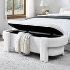GEITIN Linen Fabric Upholstered Bench with Large Storage Space