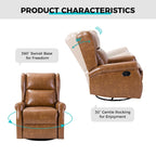 Baksoho Swivel Nursery Faux Leather Recliner with Metal Base Set of 2 by HULALA HOME