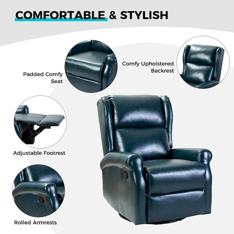 Baksoho Swivel Nursery Faux Leather Recliner with Metal Base Set of 2 by HULALA HOME