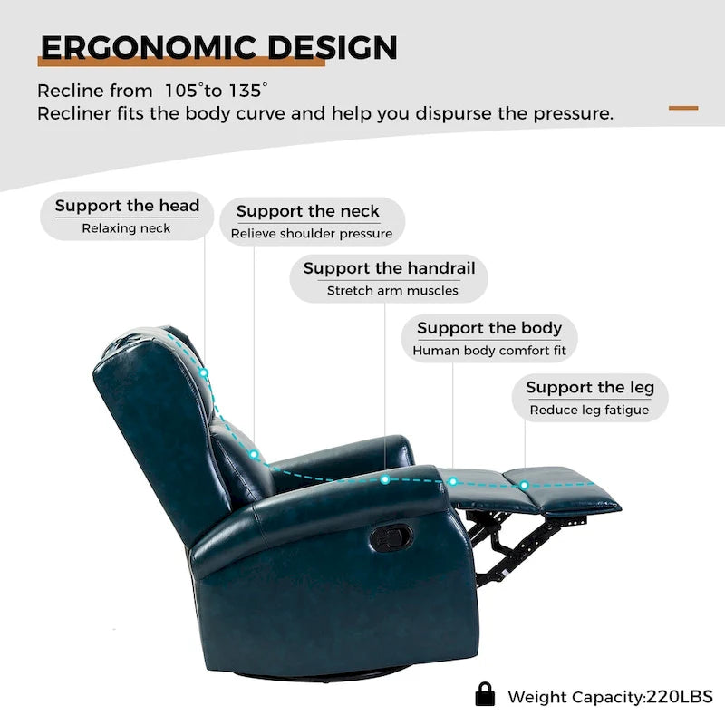 Baksoho Swivel Nursery Faux Leather Recliner with Metal Base Set of 2 by HULALA HOME