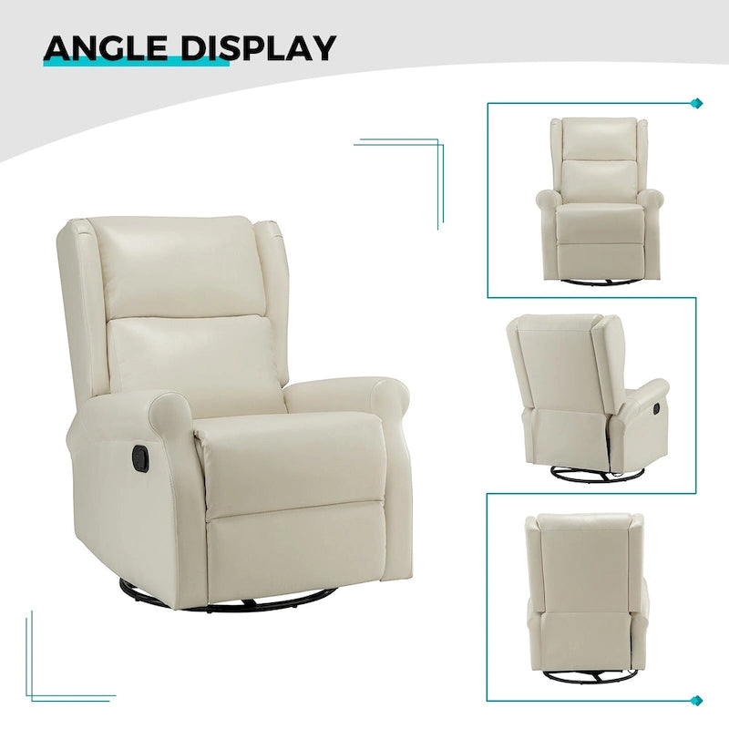 Baksoho Swivel Nursery Faux Leather Recliner with Metal Base Set of 2 by HULALA HOME