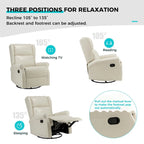 Baksoho Swivel Nursery Faux Leather Recliner with Metal Base Set of 2 by HULALA HOME