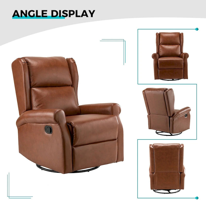 Baksoho Swivel Nursery Faux Leather Recliner with Metal Base Set of 2 by HULALA HOME