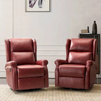 Baksoho Swivel Nursery Faux Leather Recliner with Metal Base Set of 2 by HULALA HOME