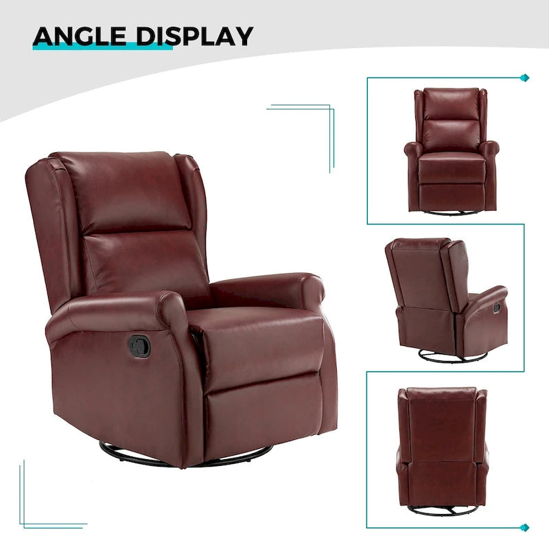 Baksoho Swivel Nursery Faux Leather Recliner with Metal Base Set of 2 by HULALA HOME