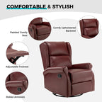 Baksoho Swivel Nursery Faux Leather Recliner with Metal Base Set of 2 by HULALA HOME