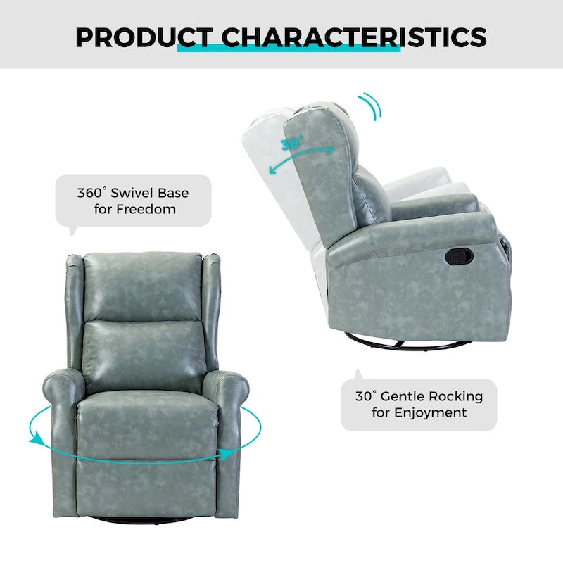 Baksoho Swivel Nursery Faux Leather Recliner with Metal Base Set of 2 by HULALA HOME