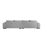 150 Wide L-Shape Linen Sofa Couch, Modern Feather Filled 5-Seat Sectional Sofa Couch with Ottoman