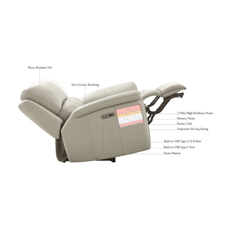 Hydeline Vienna Zero Gravity Power Recline and Headrest Top Grain Leather Sofa and Loveseat - Sofa, Loveseat