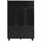 5-in-1 Entryway Bench with Shutter-shaped Doors, Coat Rack, Cushion and 4 Sturdy Hooks