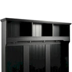 5-in-1 Entryway Bench with Shutter-shaped Doors, Coat Rack, Cushion and 4 Sturdy Hooks