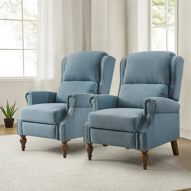 Terri Traditional Roll Arm Manual Recliner with Solid Wood Legs Set of 2 by HULALA HOME