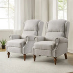 Terri Traditional Roll Arm Manual Recliner with Solid Wood Legs Set of 2 by HULALA HOME