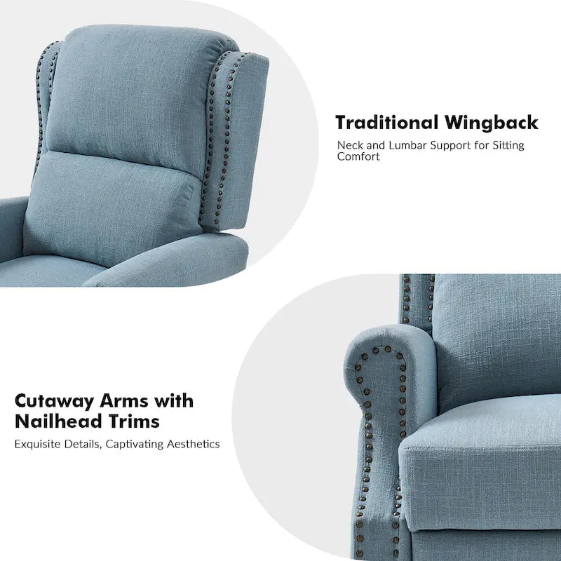 Terri Traditional Roll Arm Manual Recliner with Solid Wood Legs Set of 2 by HULALA HOME