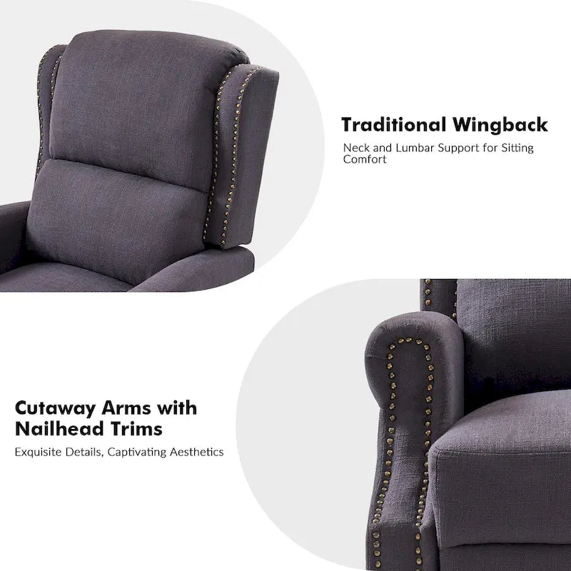 Terri Traditional Roll Arm Manual Recliner with Solid Wood Legs Set of 2 by HULALA HOME