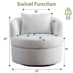 Lamb Wool Fabric Upholstered Comfy 360 Degree Round Barrel Chairs