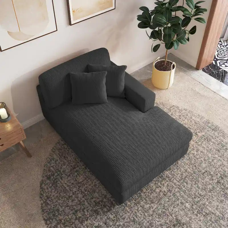 Upholstered Corduroy Modular Sectional Sofa with 2 throw pillows