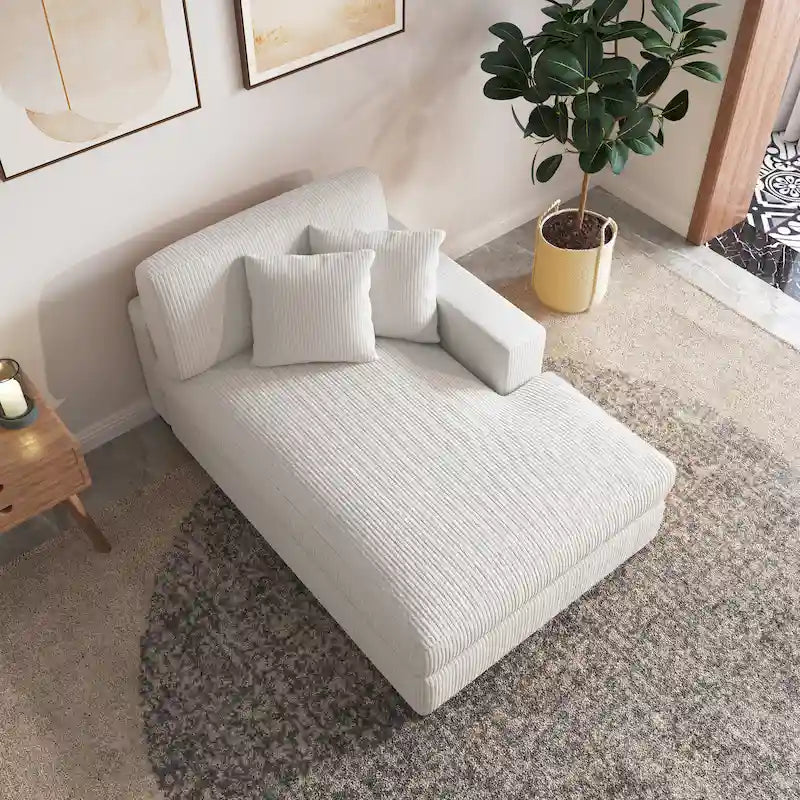 Upholstered Corduroy Modular Sectional Sofa with 2 throw pillows