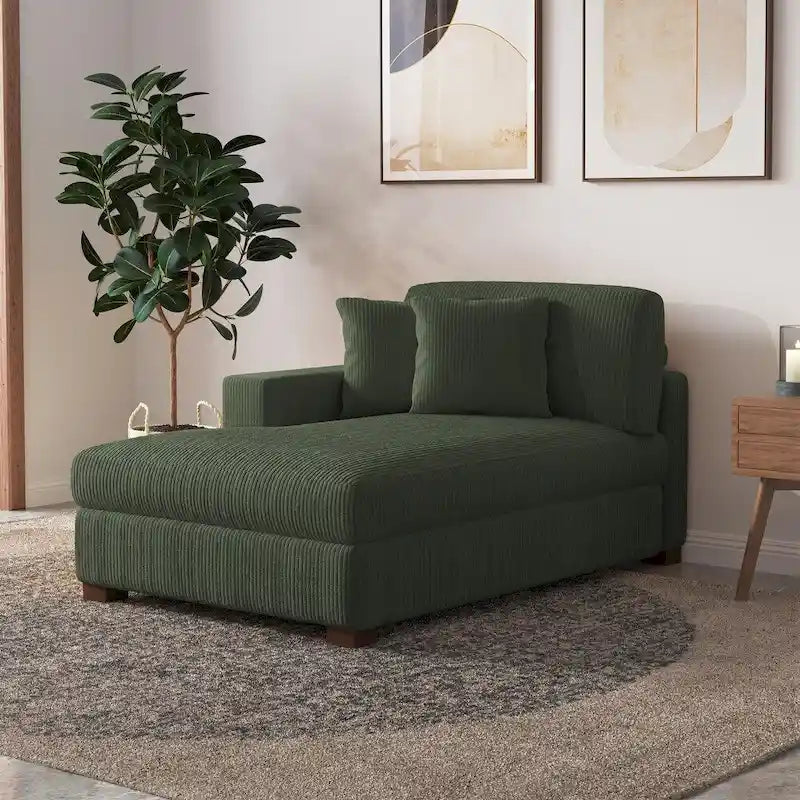Upholstered Corduroy Modular Sectional Sofa with 2 throw pillows
