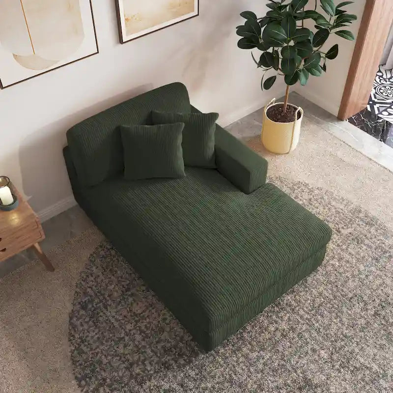 Upholstered Corduroy Modular Sectional Sofa with 2 throw pillows