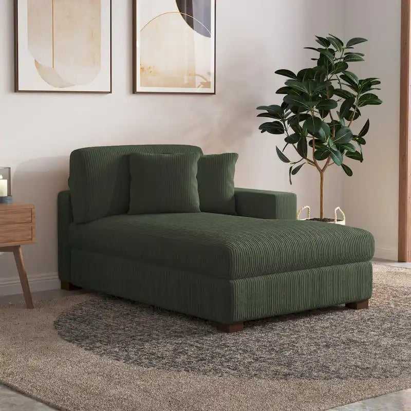Upholstered Corduroy Modular Sectional Sofa with 2 throw pillows
