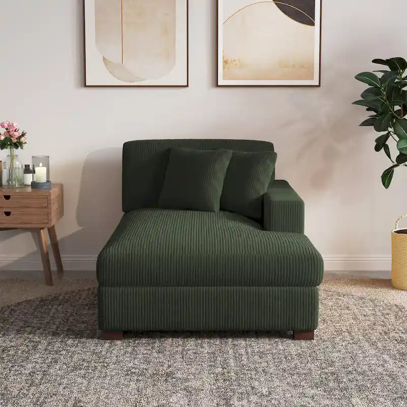Upholstered Corduroy Modular Sectional Sofa with 2 throw pillows