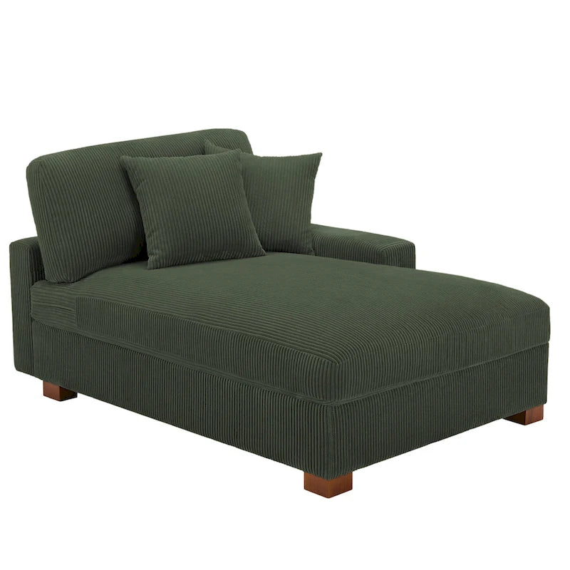 Upholstered Corduroy Modular Sectional Sofa with 2 throw pillows