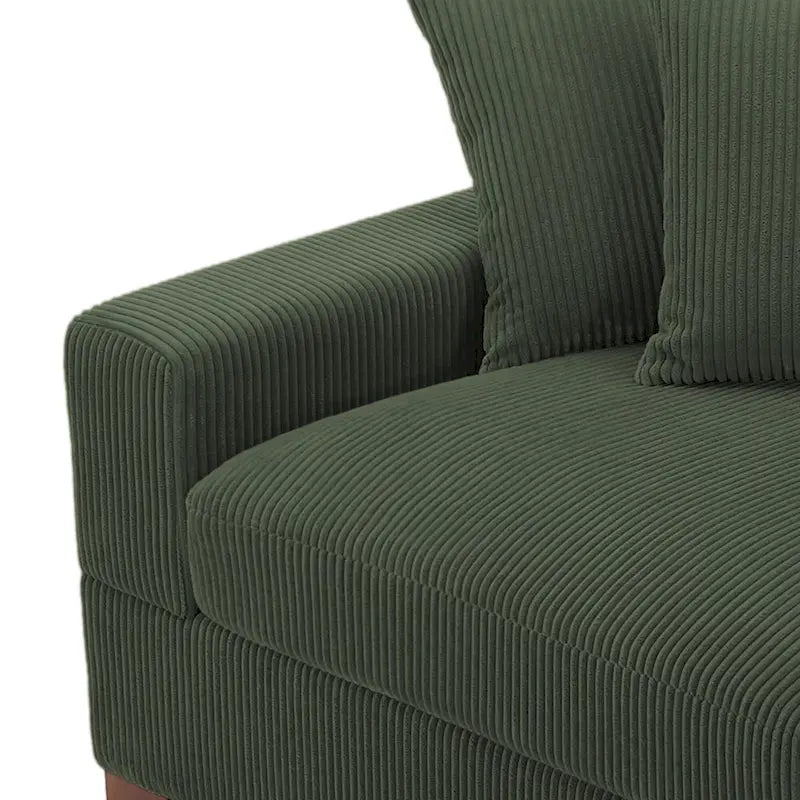 Upholstered Corduroy Modular Sectional Sofa with 2 throw pillows