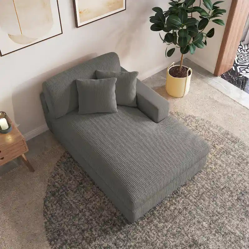 Upholstered Corduroy Modular Sectional Sofa with 2 throw pillows
