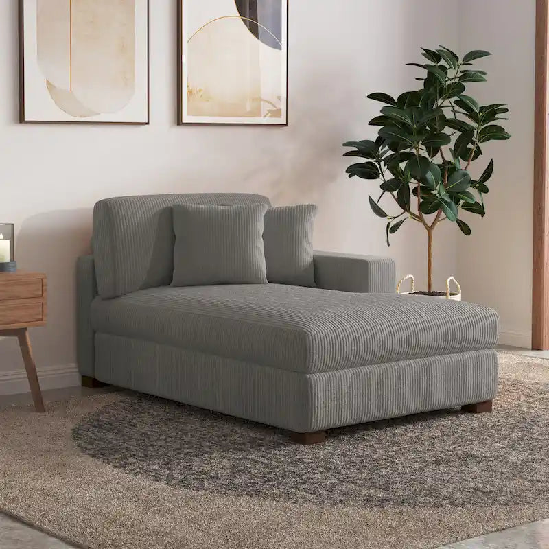 Upholstered Corduroy Modular Sectional Sofa with 2 throw pillows