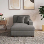 Upholstered Corduroy Modular Sectional Sofa with 2 throw pillows