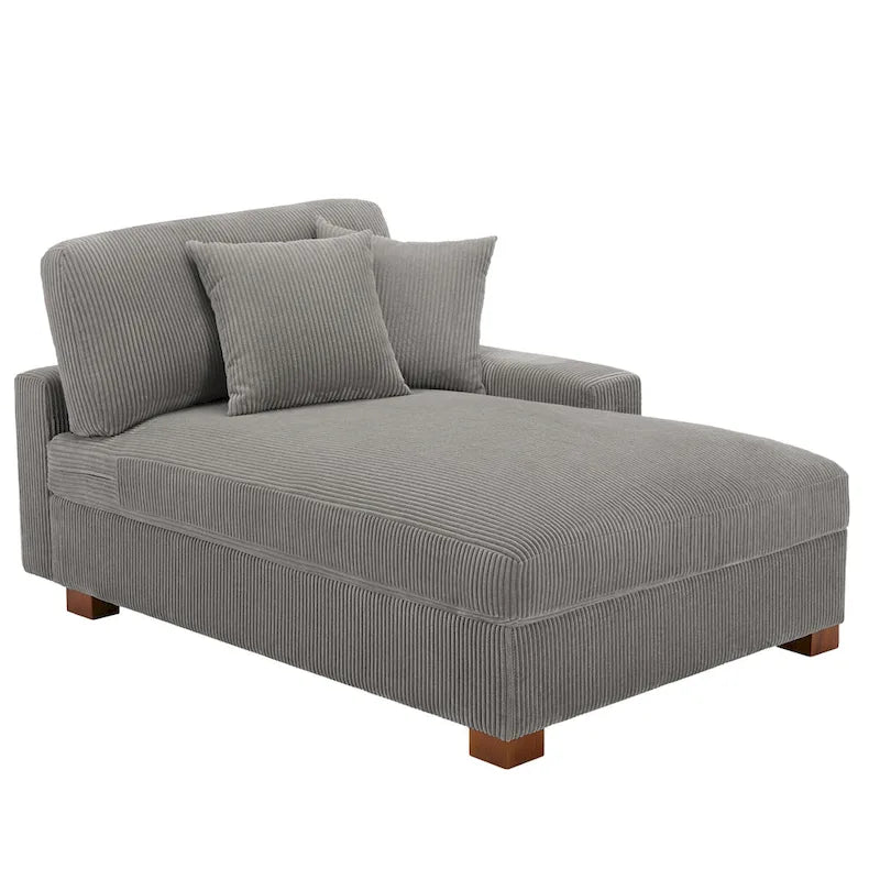 Upholstered Corduroy Modular Sectional Sofa with 2 throw pillows