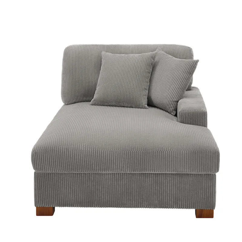 Upholstered Corduroy Modular Sectional Sofa with 2 throw pillows