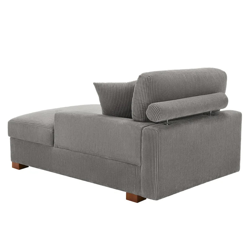 Upholstered Corduroy Modular Sectional Sofa with 2 throw pillows