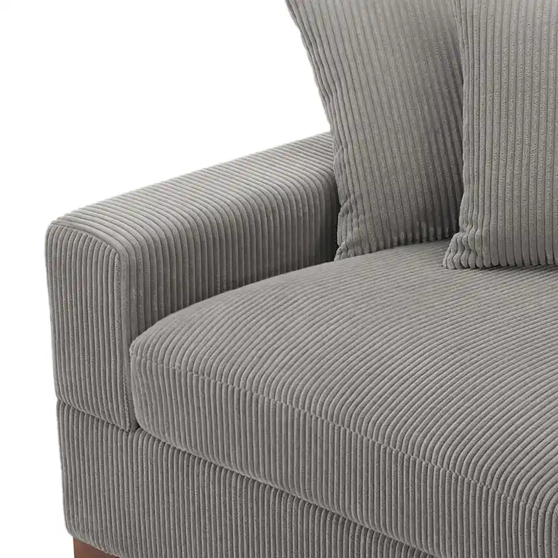 Upholstered Corduroy Modular Sectional Sofa with 2 throw pillows