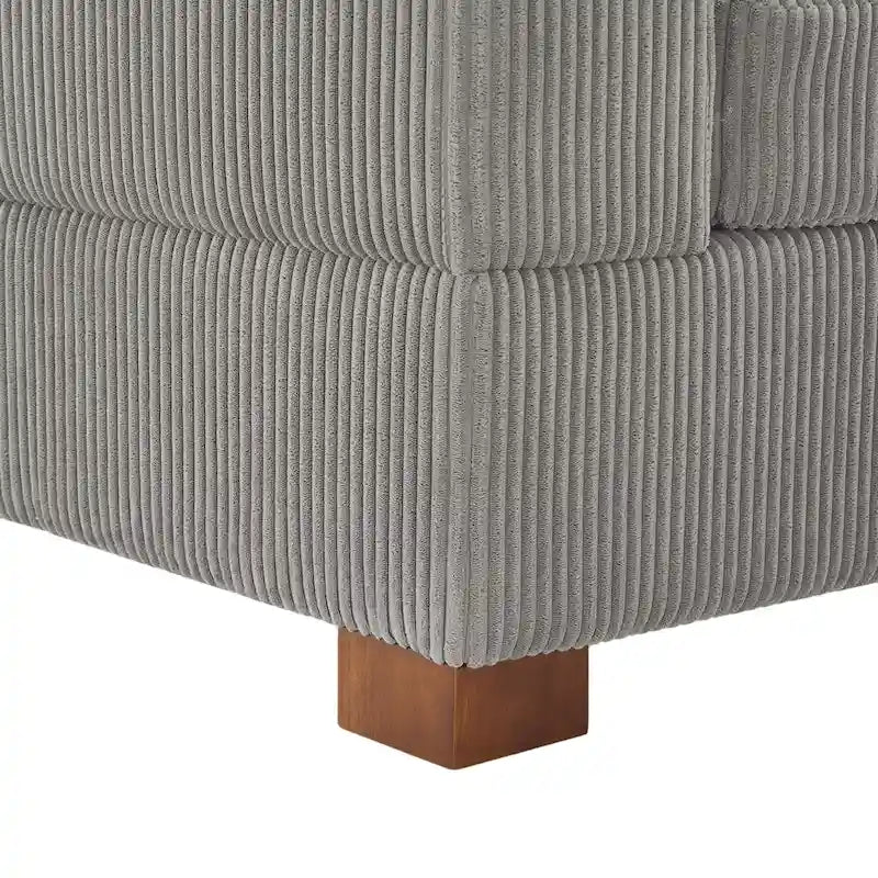 Upholstered Corduroy Modular Sectional Sofa with 2 throw pillows