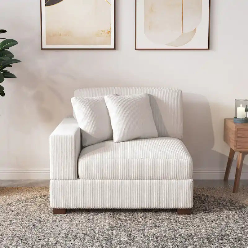 Upholstered Corduroy Modular Sectional Sofa with 2 throw pillows