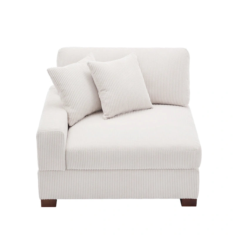 Upholstered Corduroy Modular Sectional Sofa with 2 throw pillows