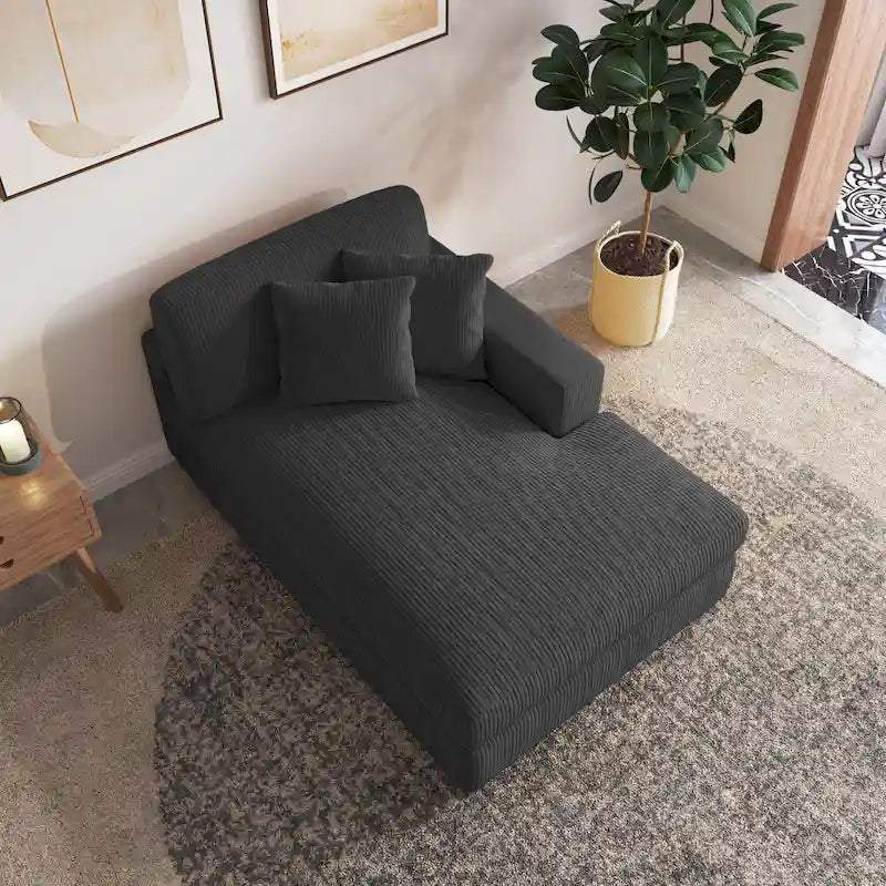 Upholstered Corduroy Modular Sectional Sofa with 2 throw pillows