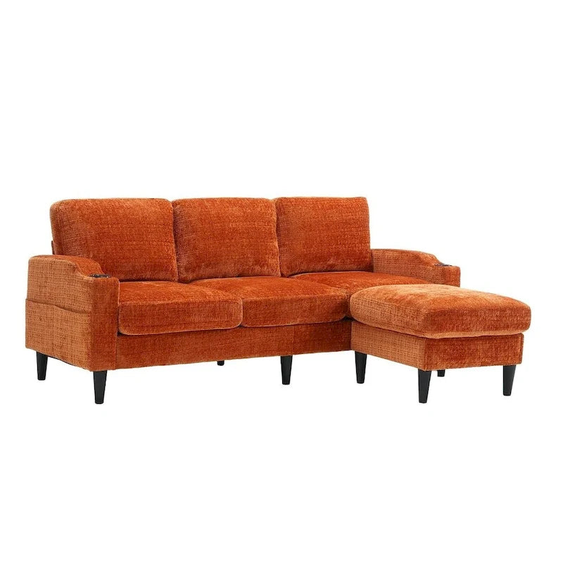 Modular Sleeper Sectional Sofa with Storage Ottoman