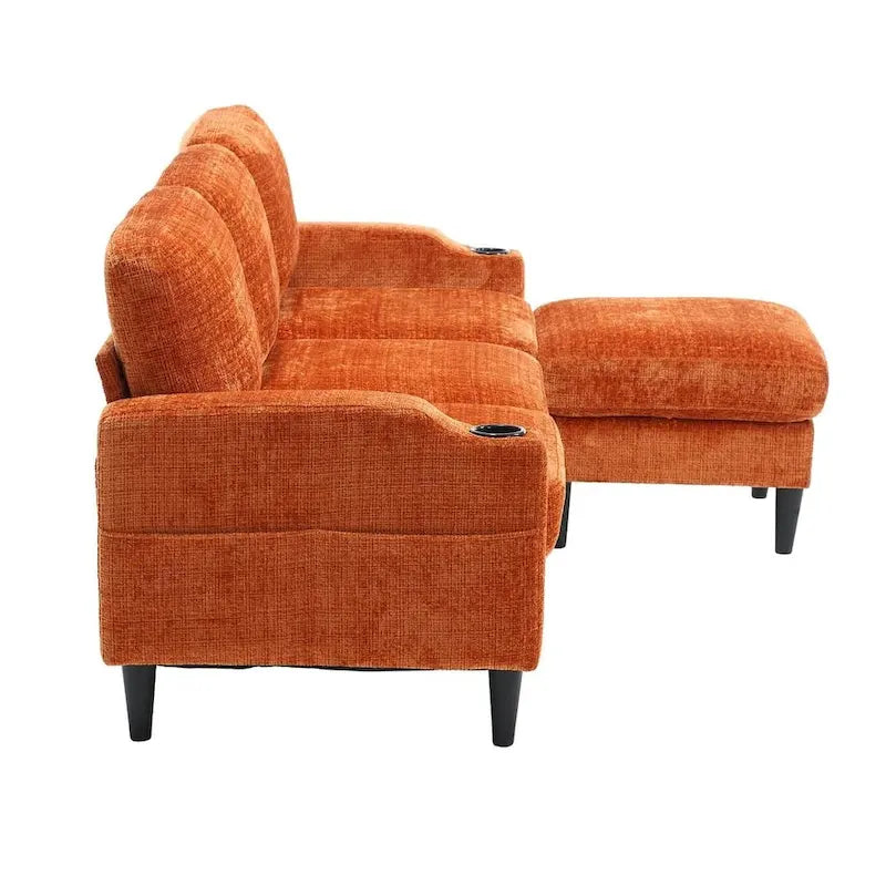 Modular Sleeper Sectional Sofa with Storage Ottoman