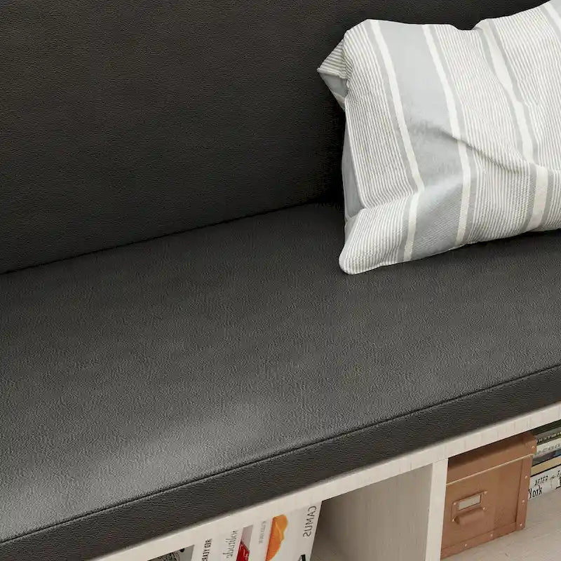 White Shoe Storage Bench with Cushioned Seat and Adjustable Shelves