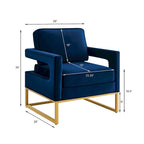 Modern Style Velvet Accent Chair with Gold Metal Base